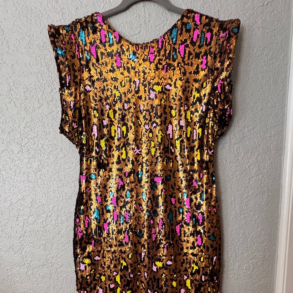 Sequin Leopard Print Mini Dress